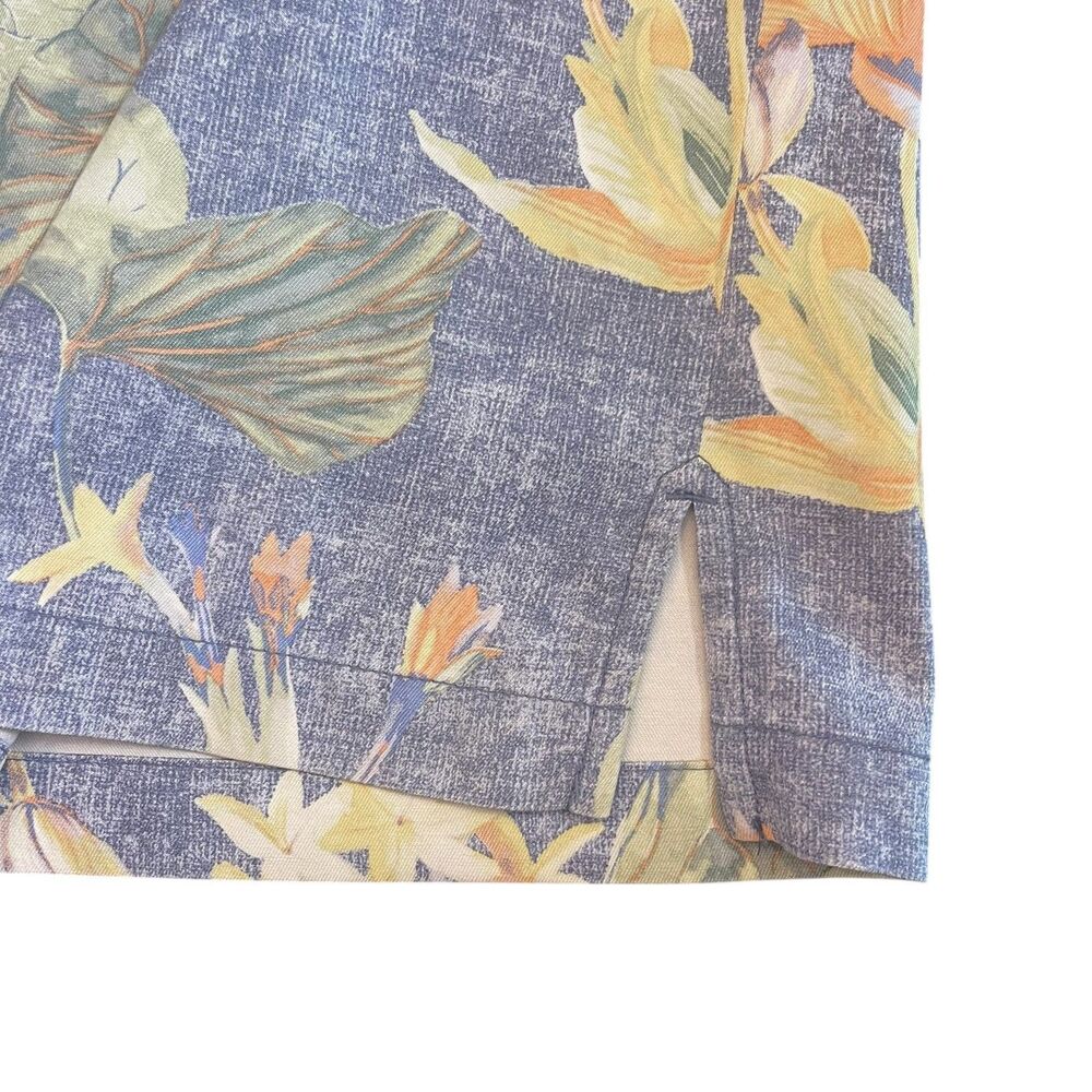 Tommy Bahama XL Mens 100% Silk Hawaiian Shirt Button Up Blue Floral Resort Camp - Picture 8 of 14